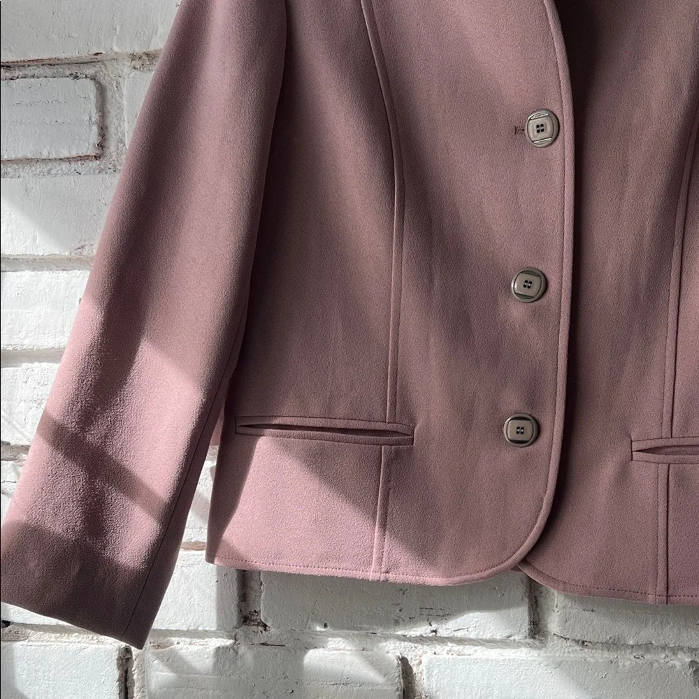 Vintage Pink Collarless Three-Button Blazer - Picture 3 of 9
